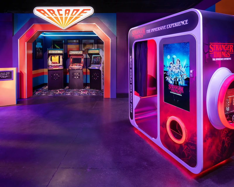 Arcade and photo booth in Netflix House Philadelphia