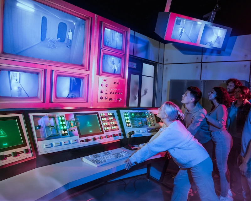 Guests in the control room of Hawkins lab