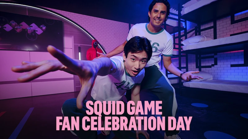 Fans dressed in Squid Game merch