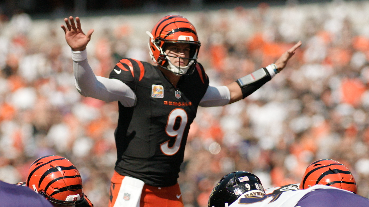 Joe Burrow sebelum klik melawan Baltimore Ravens.