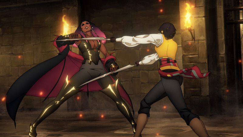 (L to R) Elarica Johnson as Drolta, Thuso Mbedu as Annette 