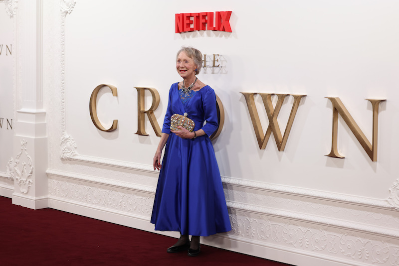 Marcia Warren attends The Crown finale celebration at The Royal Festival Hall.