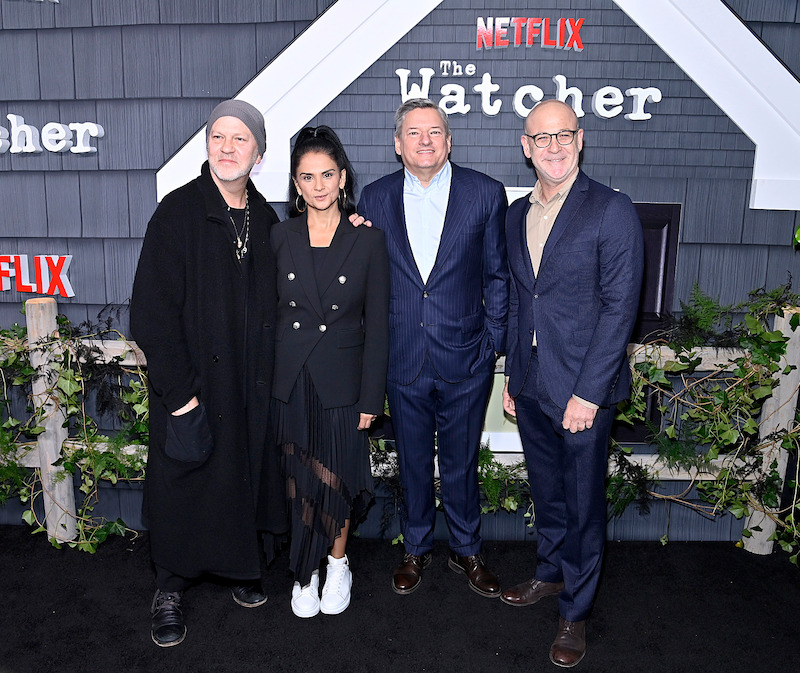 Creator Ryan Murphy with Netflix’s Bela Bejaria, Ted Sarandos and Peter Friedlander. - ‘The Watcher’ Red Carpet Photos