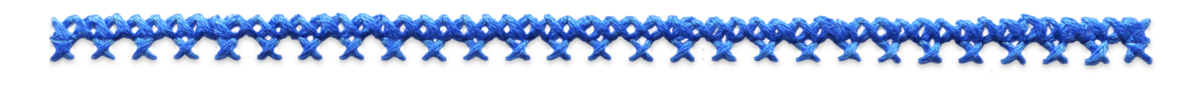 Ornate blue cross stitched line divider.