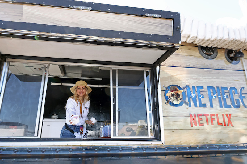Fans attend Netflix global event for the celebration of One Piece at Santa Monica Pier in California. 