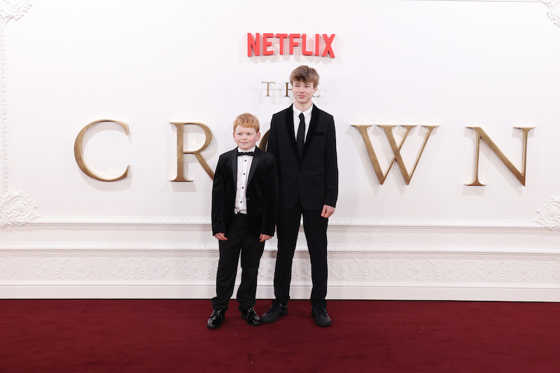 Teddy Hawley and Timothee Sambor attend The Crown finale celebration at The Royal Festival Hall.