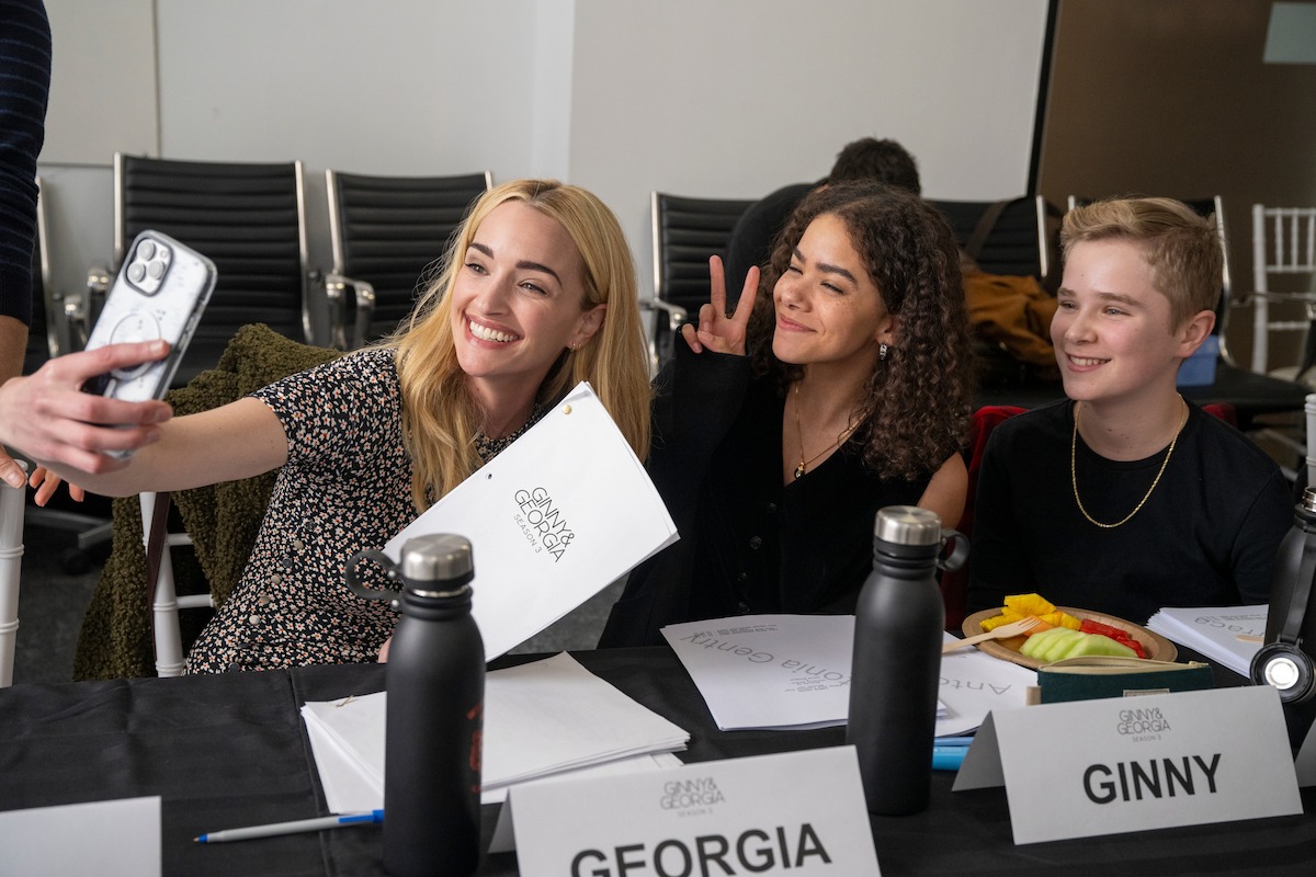 Brianne Howey as Georgia, Antonia Gentry as Ginny, Diesel La Torraca as Austin Miller at the Ginny & Georgia Season 3 Table Read.