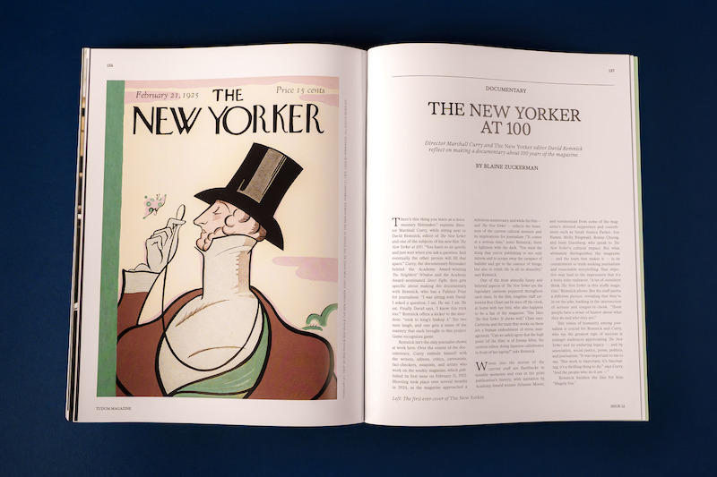 Spread from Tudum Magazine - The New Yorker at 100 Feature