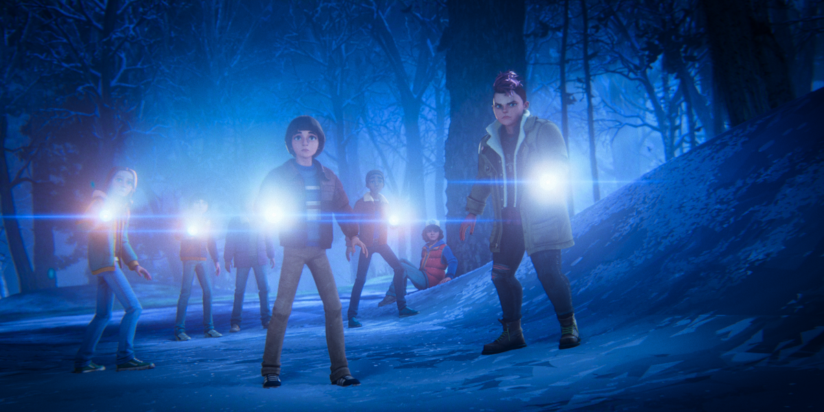 Max, Mike, Will, Eleven, Lucas, Dustin, and Nikki in ‘Stranger Things: Tales From ‘85’