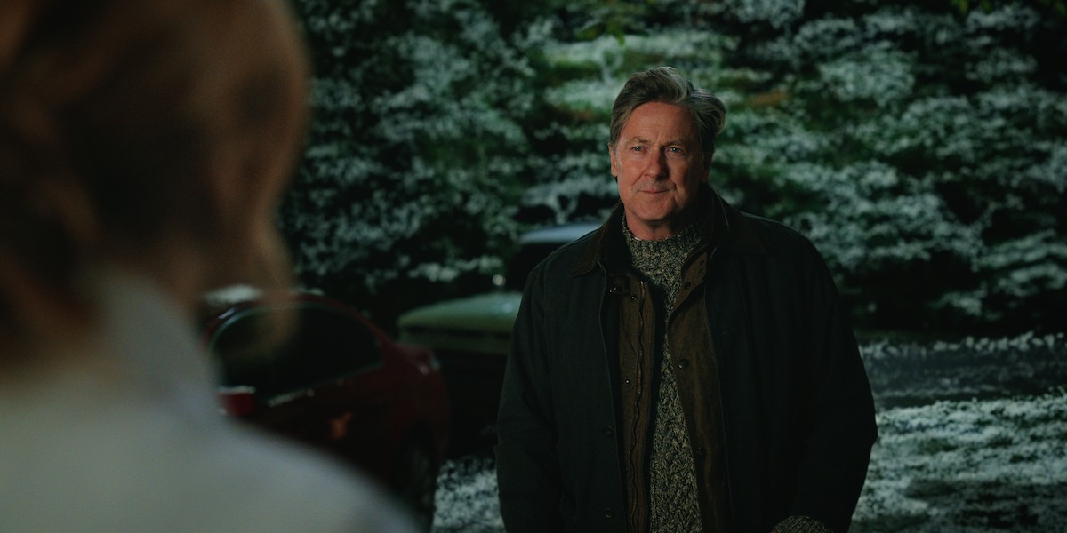 John Allen Nelson as Everett Reid stands outside in a snowy scene in Season 5 of ‘Virgin River’