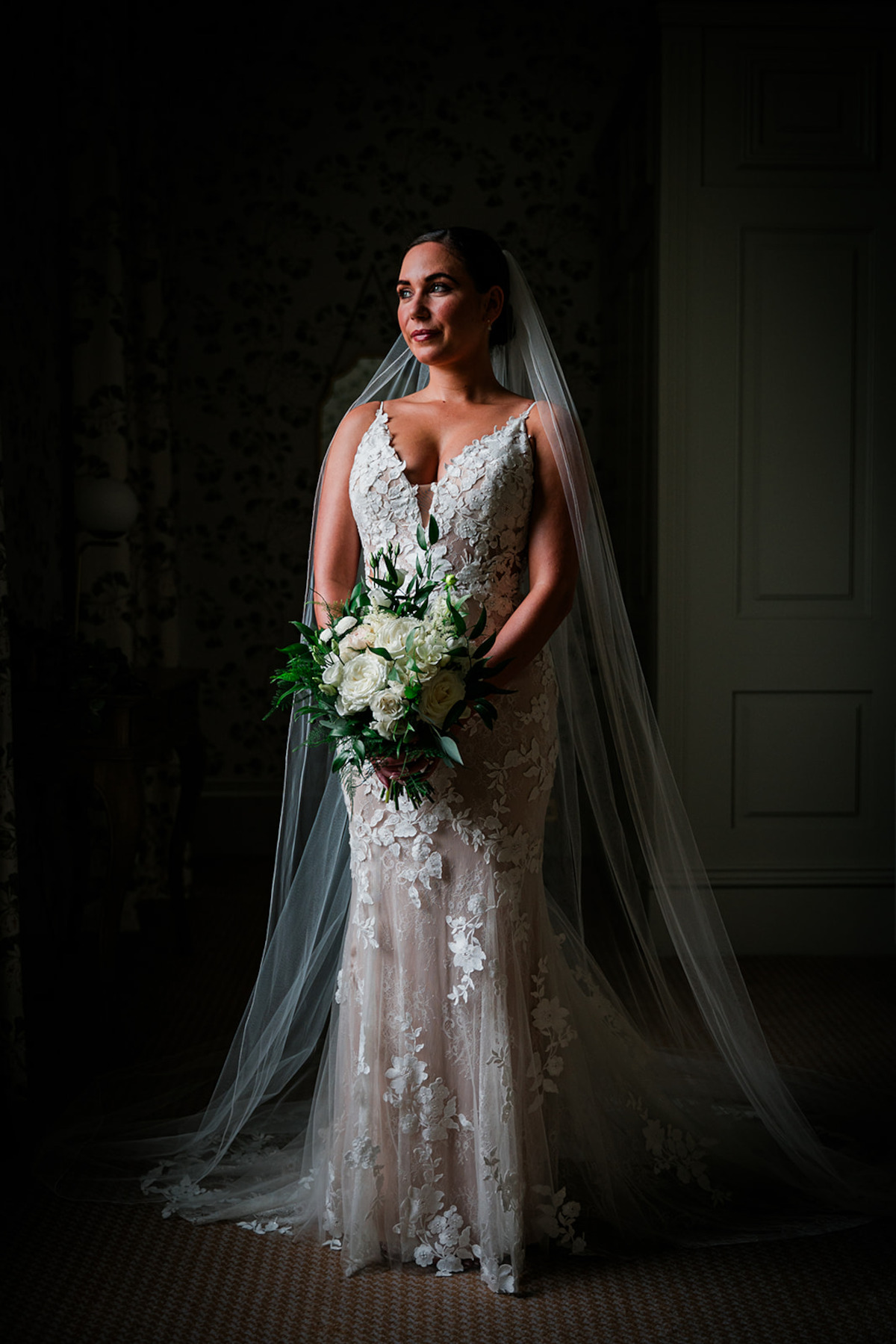 Sabrina in her wedding dress.