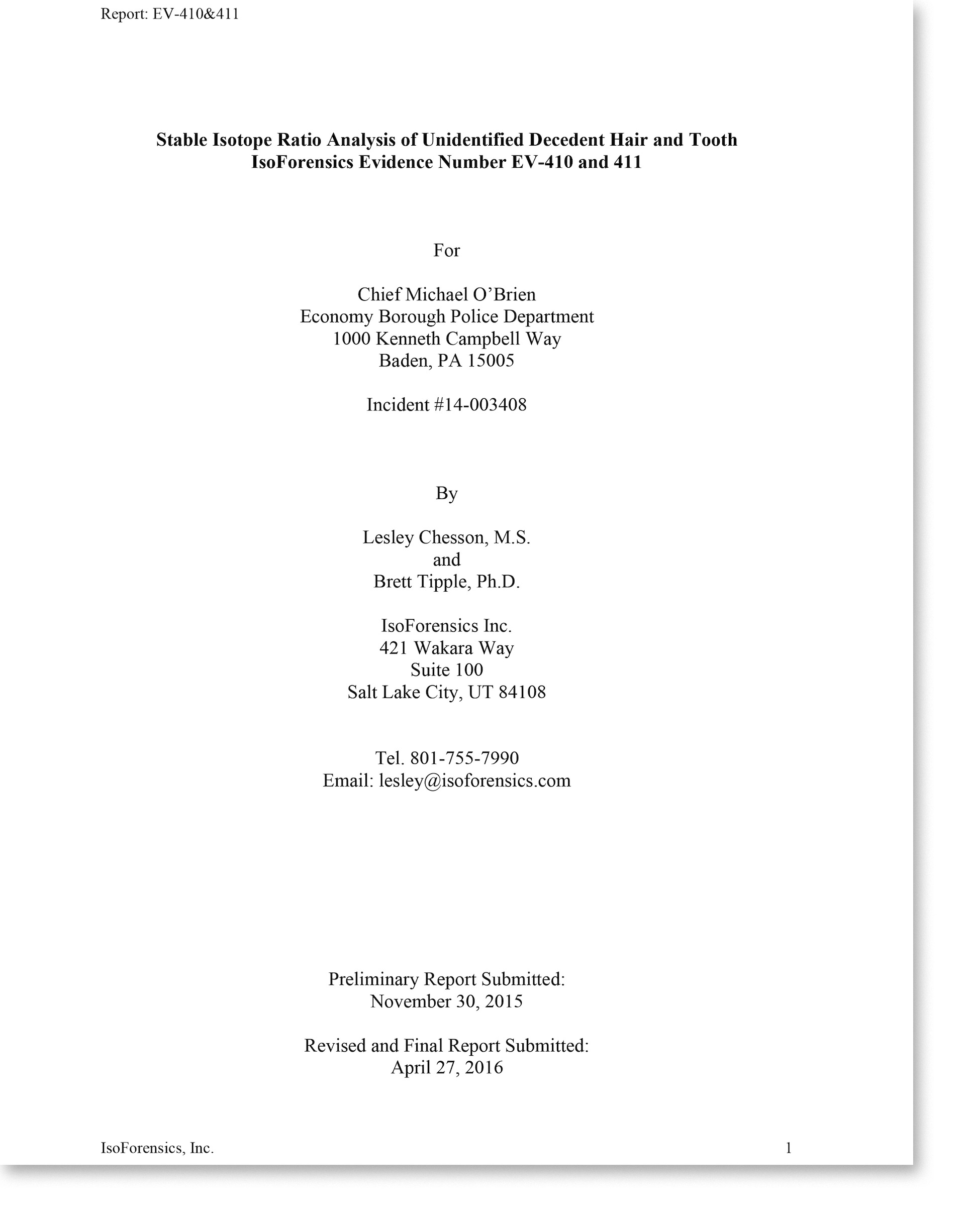 Isotope Analysis Report