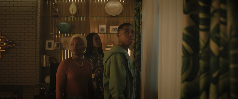 Marsha Stephanie Blake as Elena, Lanette Ware as Nadia and Thaddeus J Mixson as Demetrius in 'The Madness'