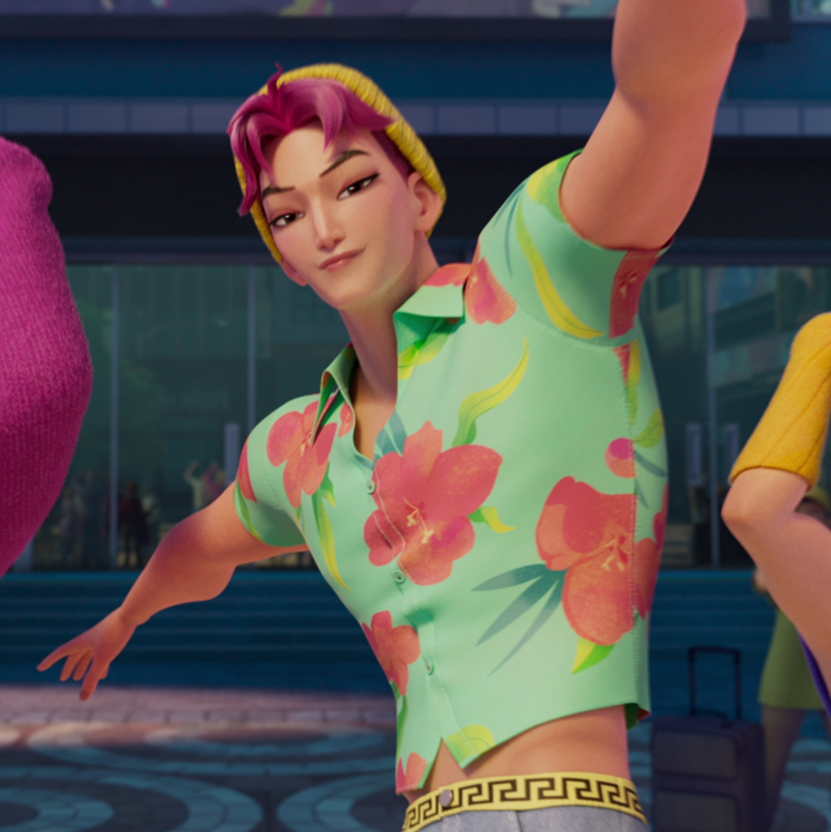 Abby Saja dances wearing a button-up shirt in ‘Kpop Demon Hunters.’