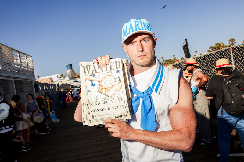 Fans attend Netflix global event for the celebration of One Piece at Santa Monica Pier in California. 