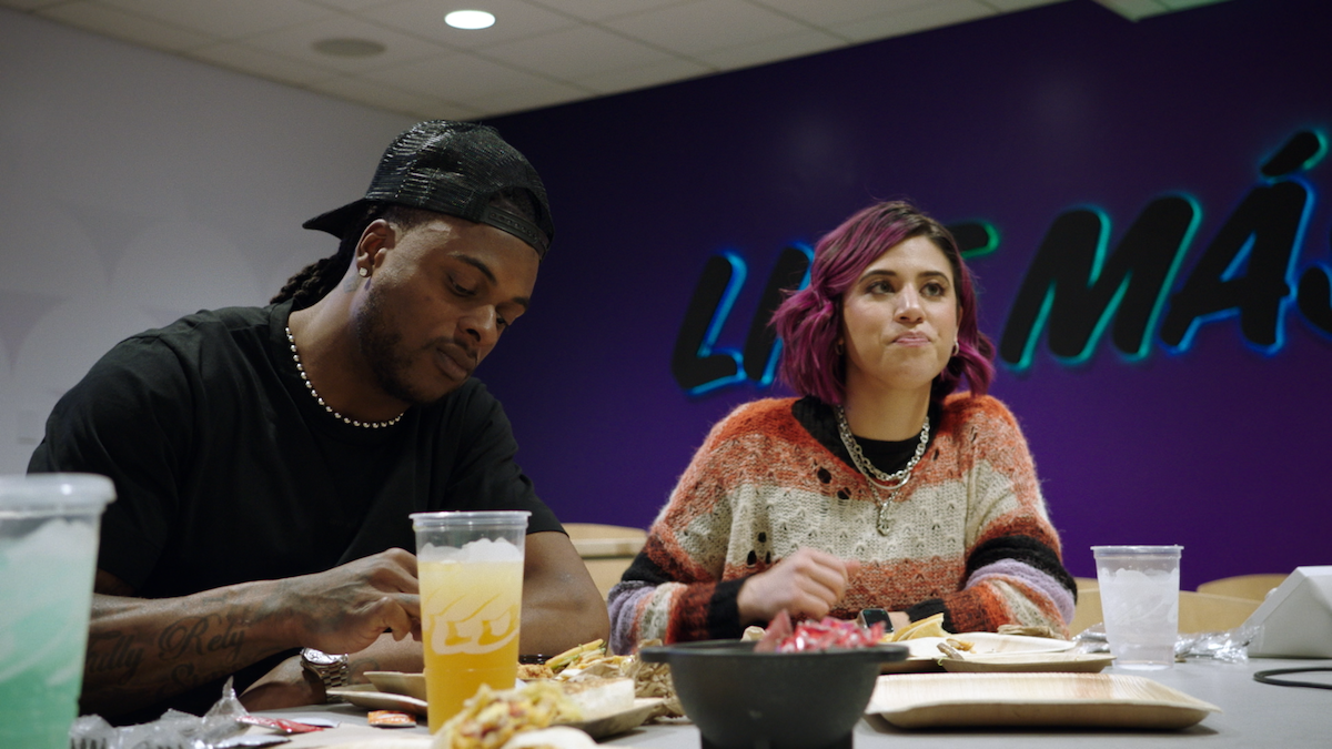 Davante Adams at Taco Bell headquarters trying out an unreleased meal.