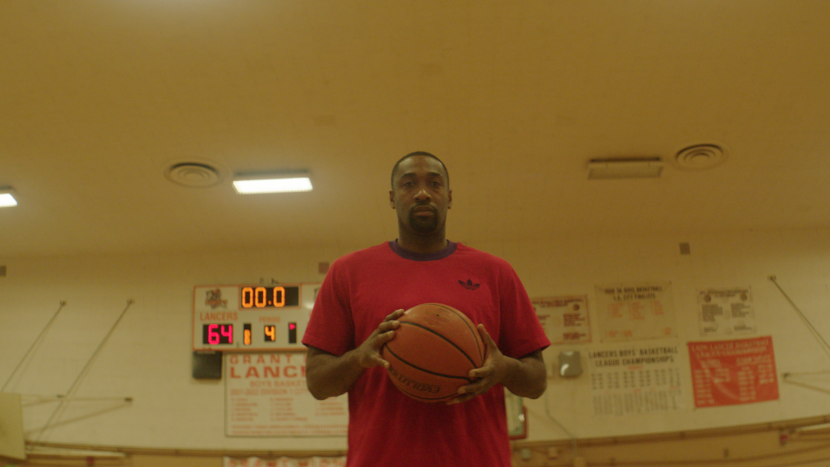 Gilbert Arenas holding a basketball.