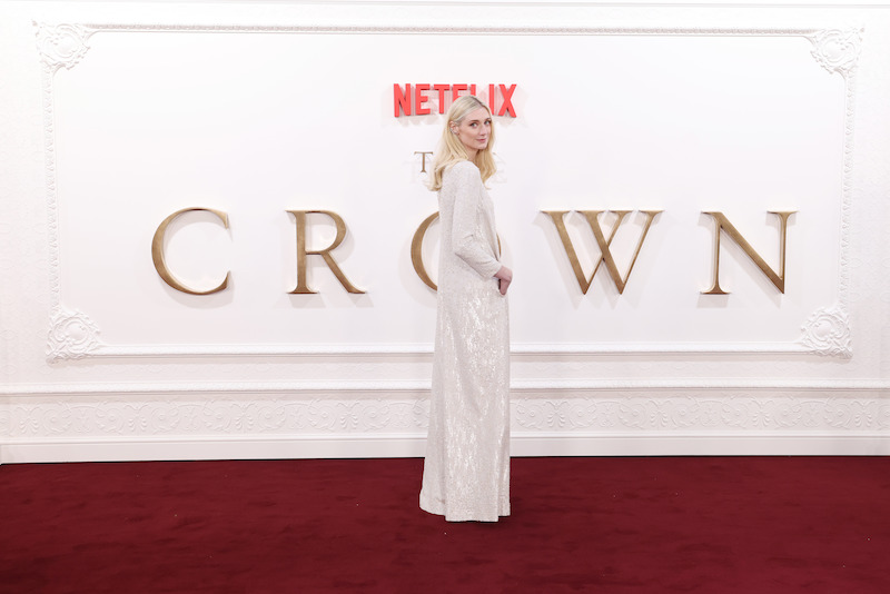 Elizabeth Debicki attends The Crown finale celebration at The Royal Festival Hall.