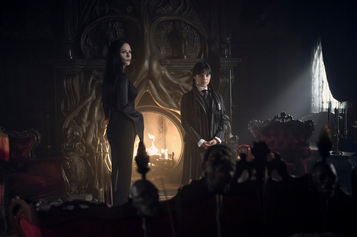 Catherine Zeta-Jones and Jenna Ortega in Wednesday.
