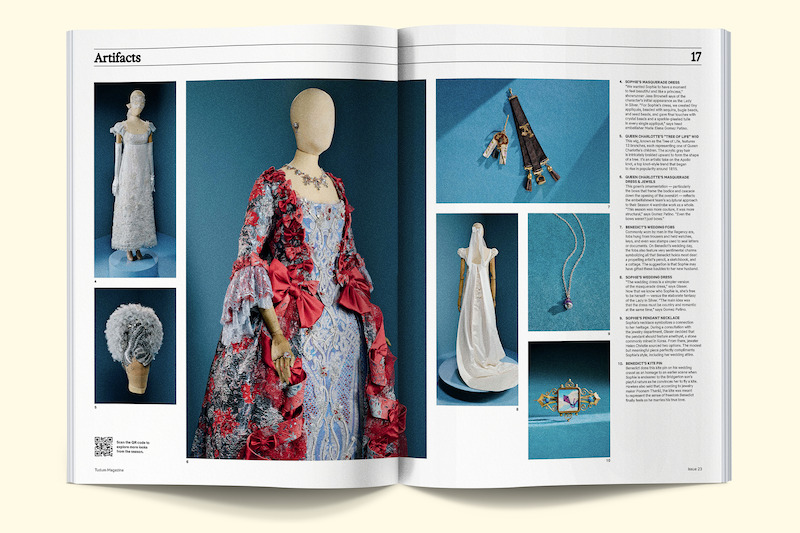 Spread on the costumes & wigs of Bridgerton Season 4