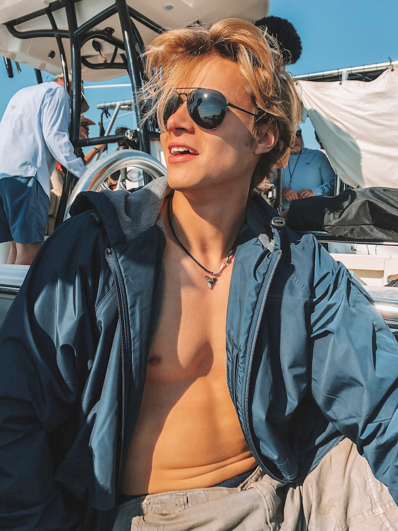 Rudy Pankow in Outer Banks Season 1 Behind-the-Scenes Photo Gallery.