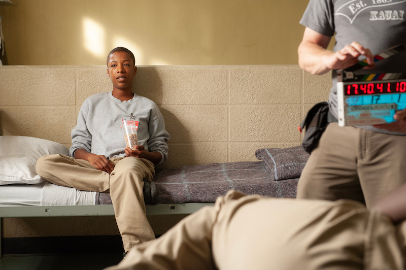 Samira Wiley as Poussey on the set of Orange Is The New Black Season 3.