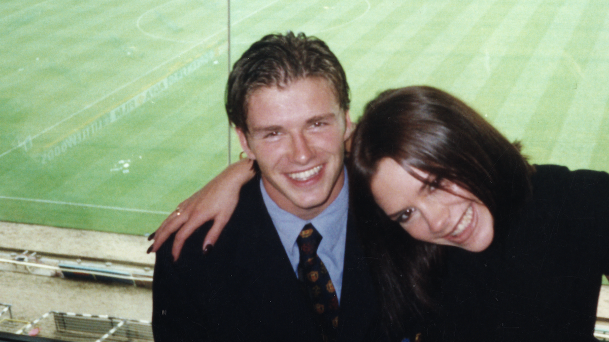 David Beckham and Victoria Beckham smile together in ‘Beckham.’