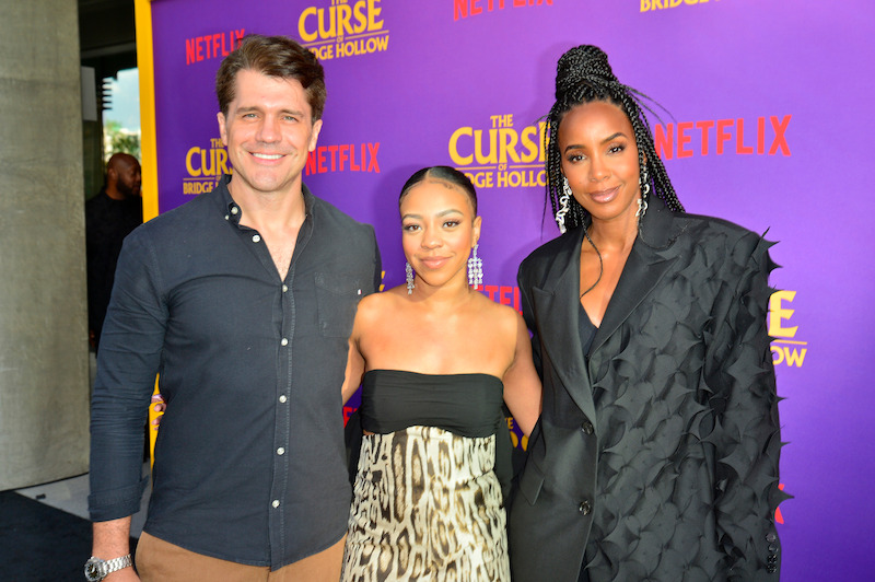 From left: Director Jeff Wadlow, Priah Ferguson, and Kelly Rowland