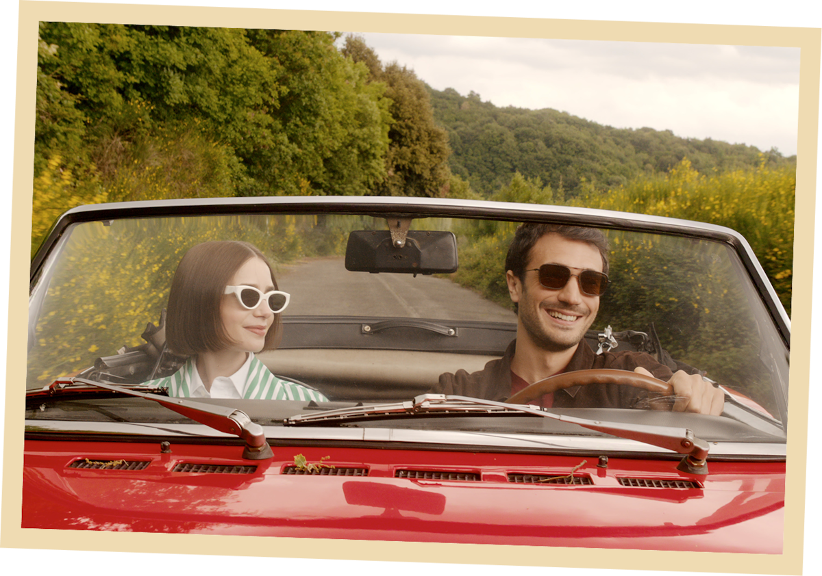 Lily Collins as Emily and Eugenio Franceschini as Marcello in ‘Emily in Paris’ Season 5.