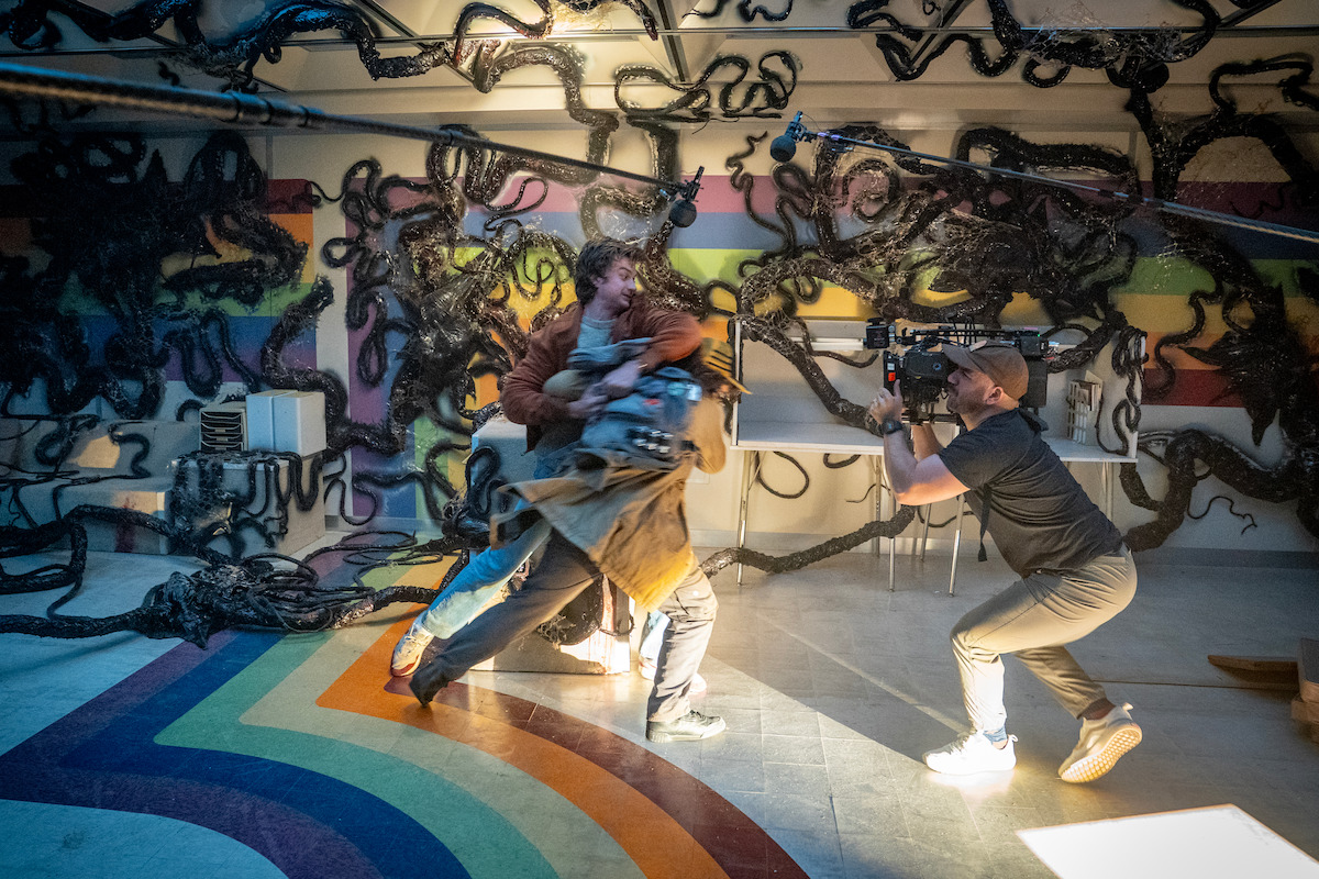 Joe Keery as Steve and Gaten Matarazzo as Dustin behind-the-scenes of ‘Stranger Things 5’