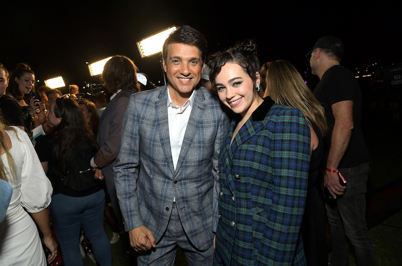 Macchio poses with his TV daughter Mary Mouser (Samantha).