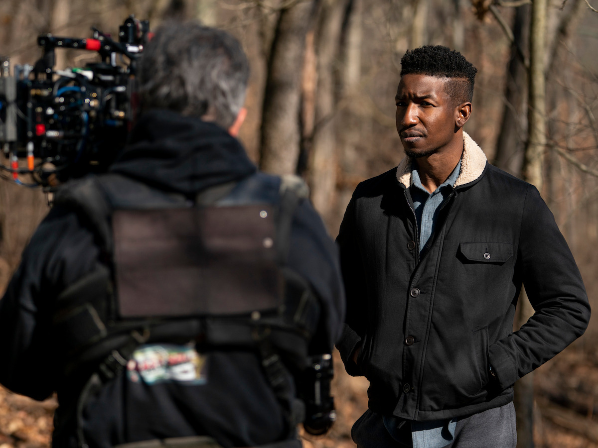 Mamoudou Athie in between takes of filming 'Archive 81'