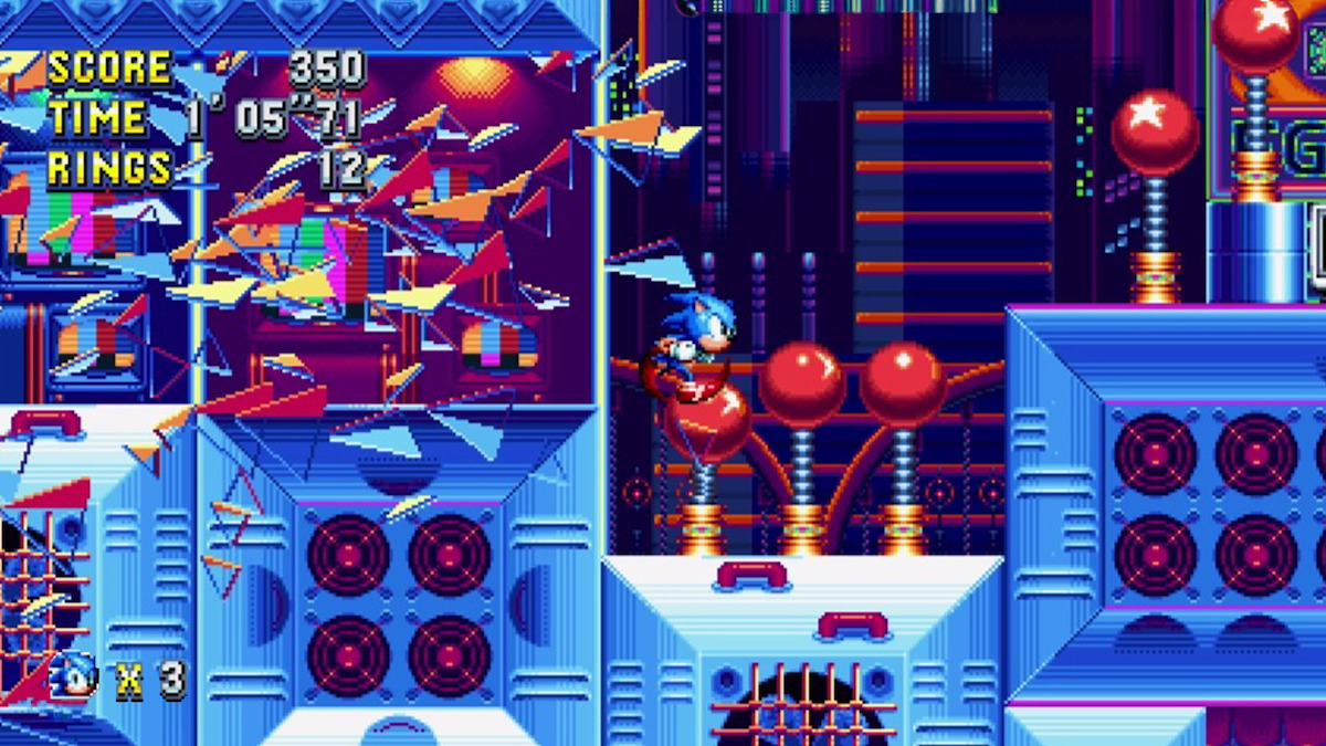 Sonic the Hedgehog jumping on red balls
