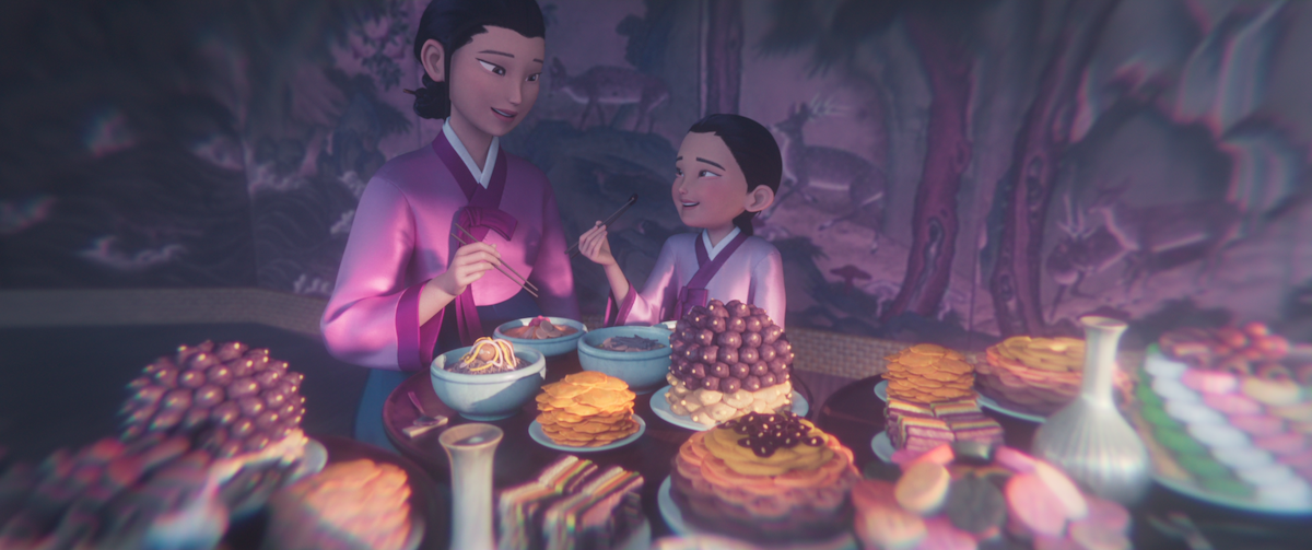 A spread of food in ‘KPop Demon Hunters’