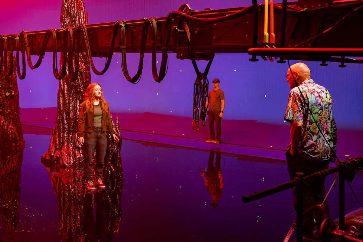 Sadie Sink as Max and Director Frank Darabont behind-the-scenes of ‘Stranger Things 5’