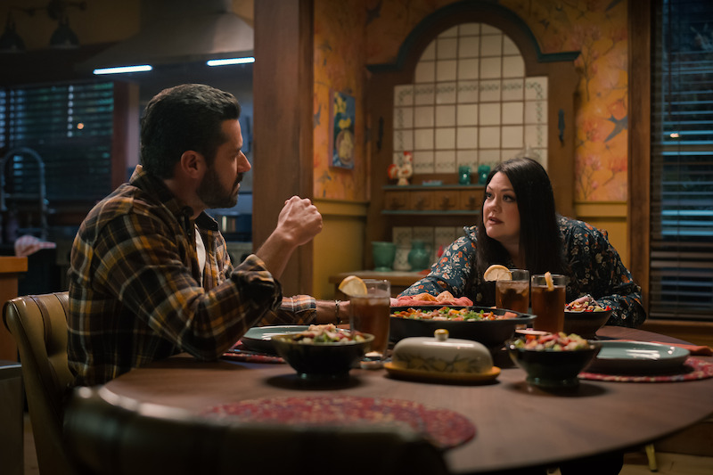 Brandon Quinn as Ronnie Sullivan and Brooke Elliott as Dana Sue Sullivan in Sweet Magnolias.