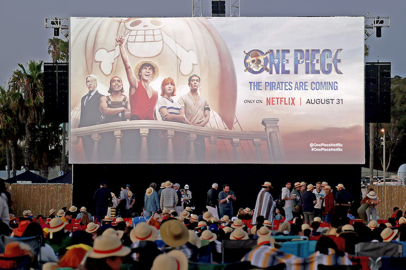 Fans attend Netflix global event for the celebration of One Piece at Santa Monica Pier in California. 