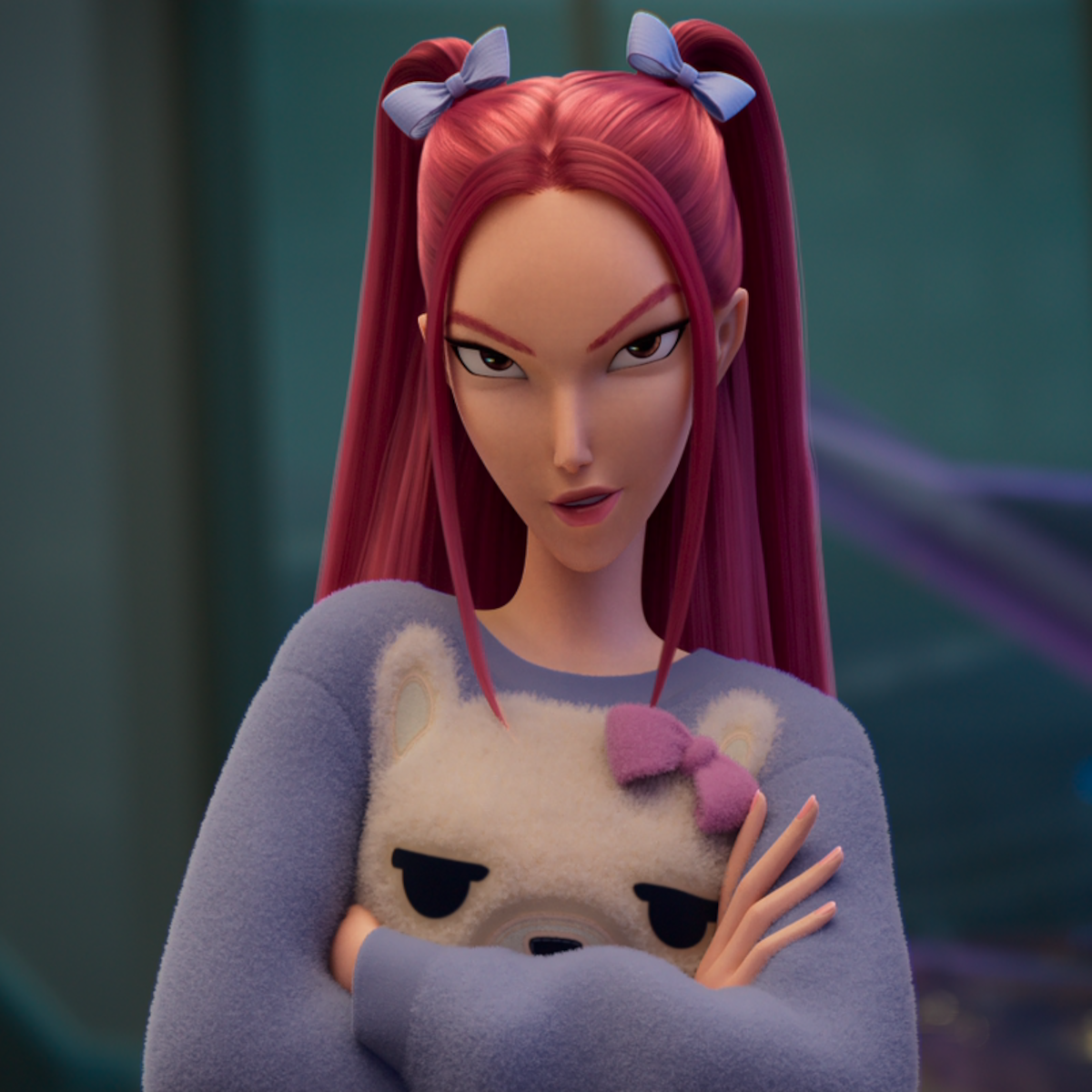 Mira wearing a polar bear sweatshirt in ‘Kpop Demon Hunters.’