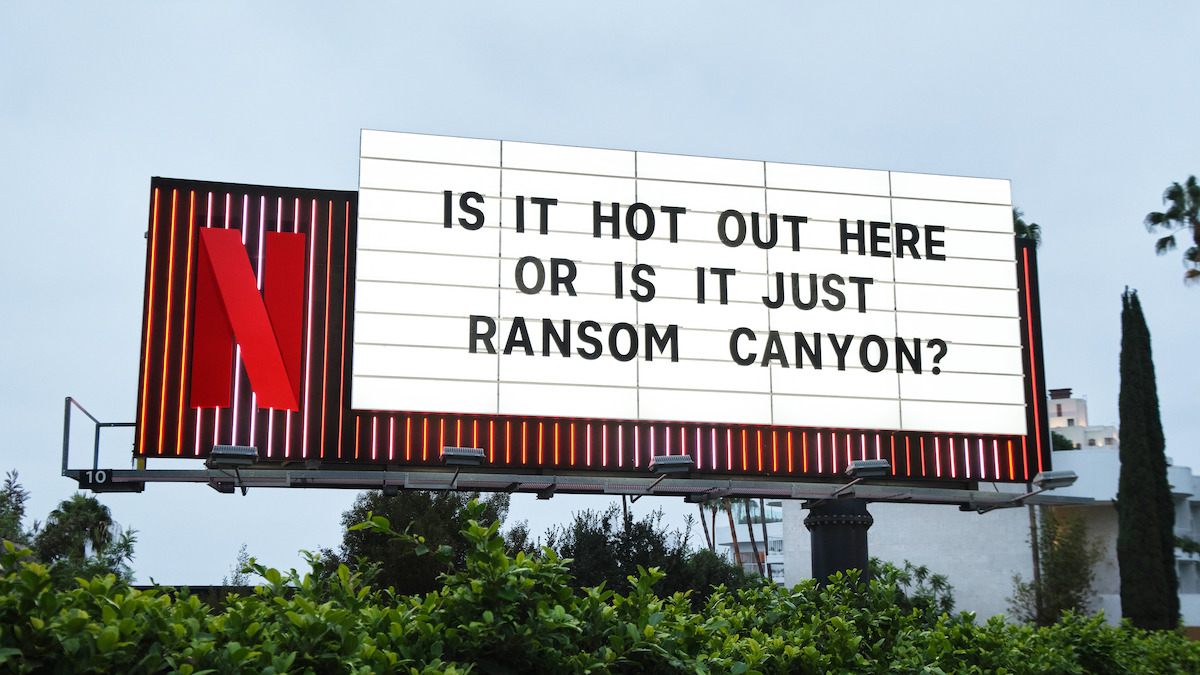 Ransom Canyon Sunset Blvd Billboard ‘Is it hot out here or is it just Ransom Canyon?’