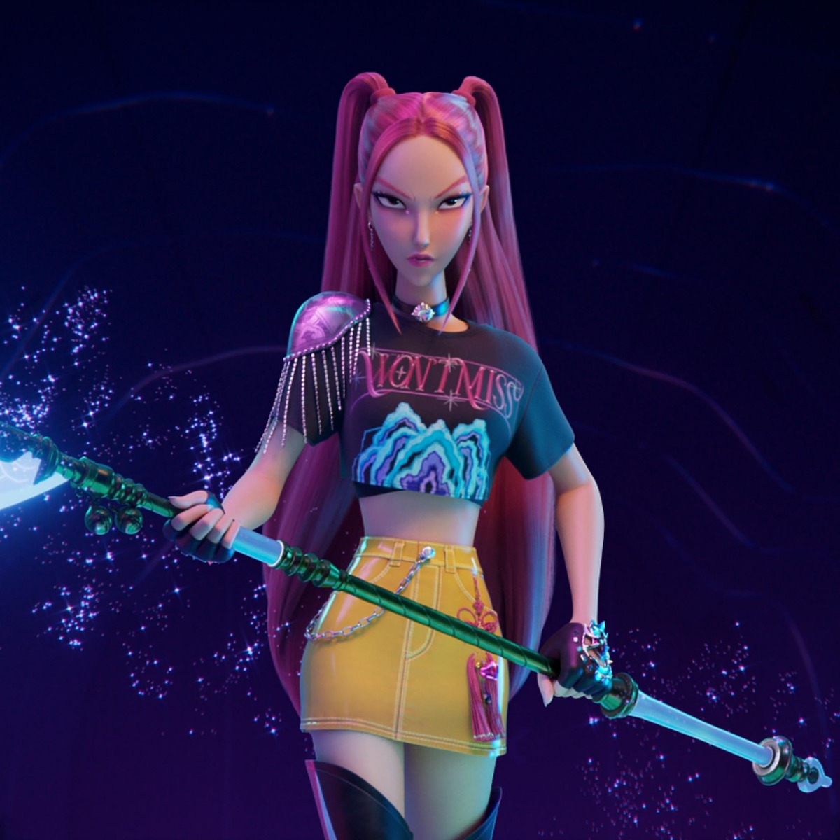 Mira’s wearing a black crop top in ‘Kpop Demon Hunters.’
