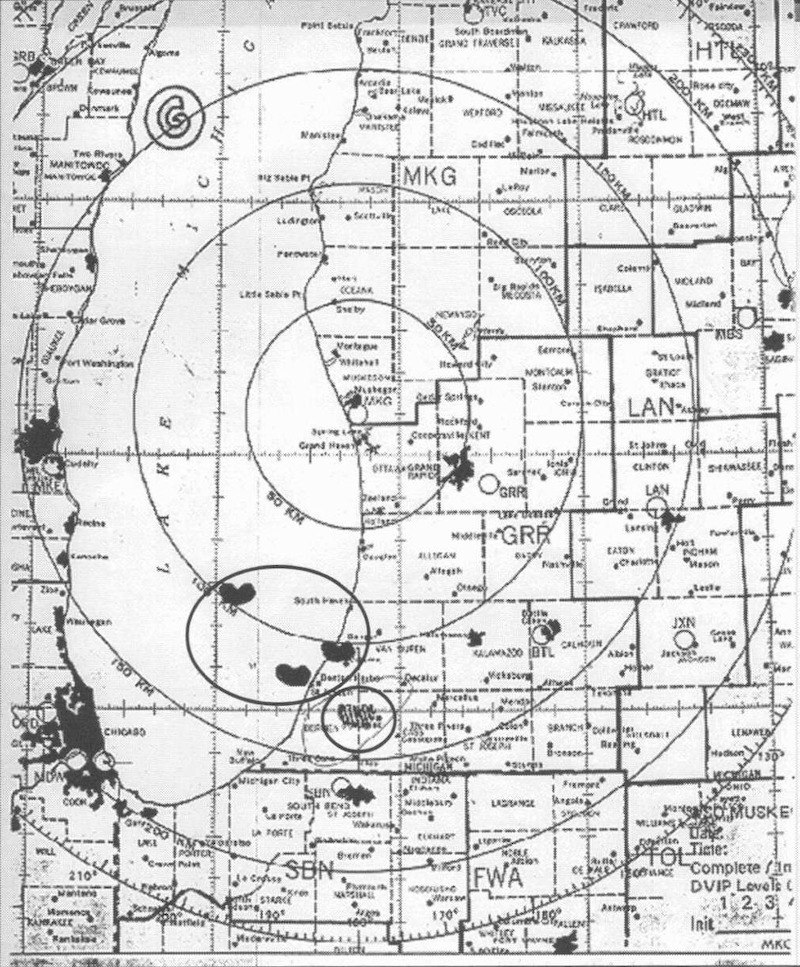 Eventually, the other objects began to move across Lake Michigan toward Chicago.  - ‘Unsolved Mysteries’ Volume 3: ‘Something In the Sky’ Radar Map Gallery
