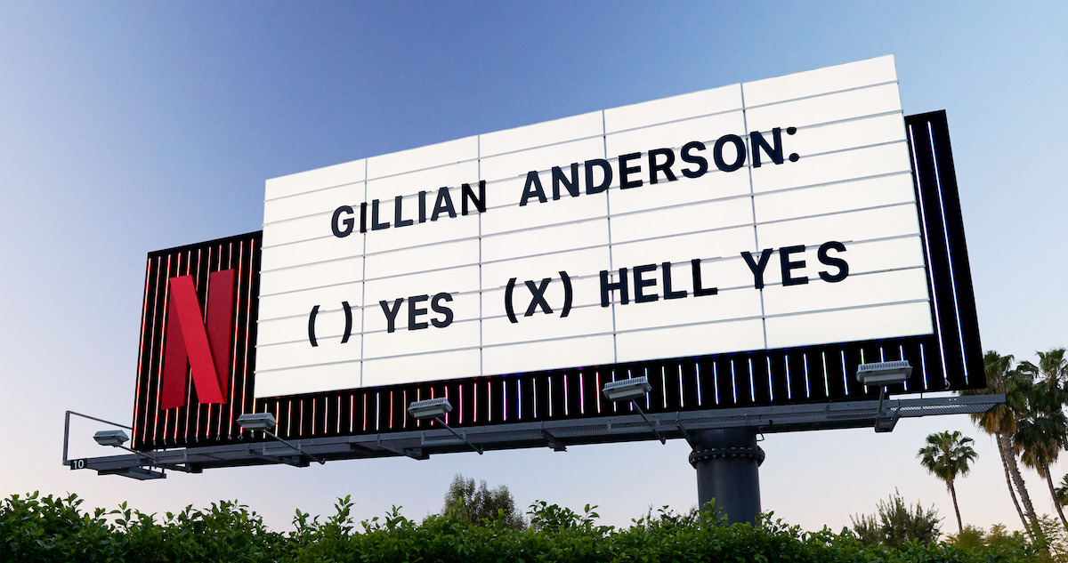 Sunset Blvd Marquee: “Gillian Anderson: ( ) Yes (X) Hell Yes”