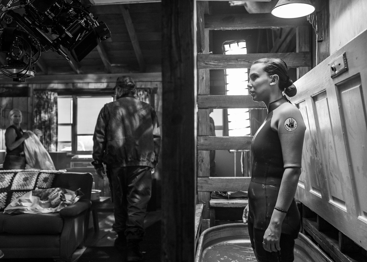 STRANGER THINGS: SEASON 5. Millie Bobby Brown as Eleven behind the scenes of Stranger Things: Season 5.