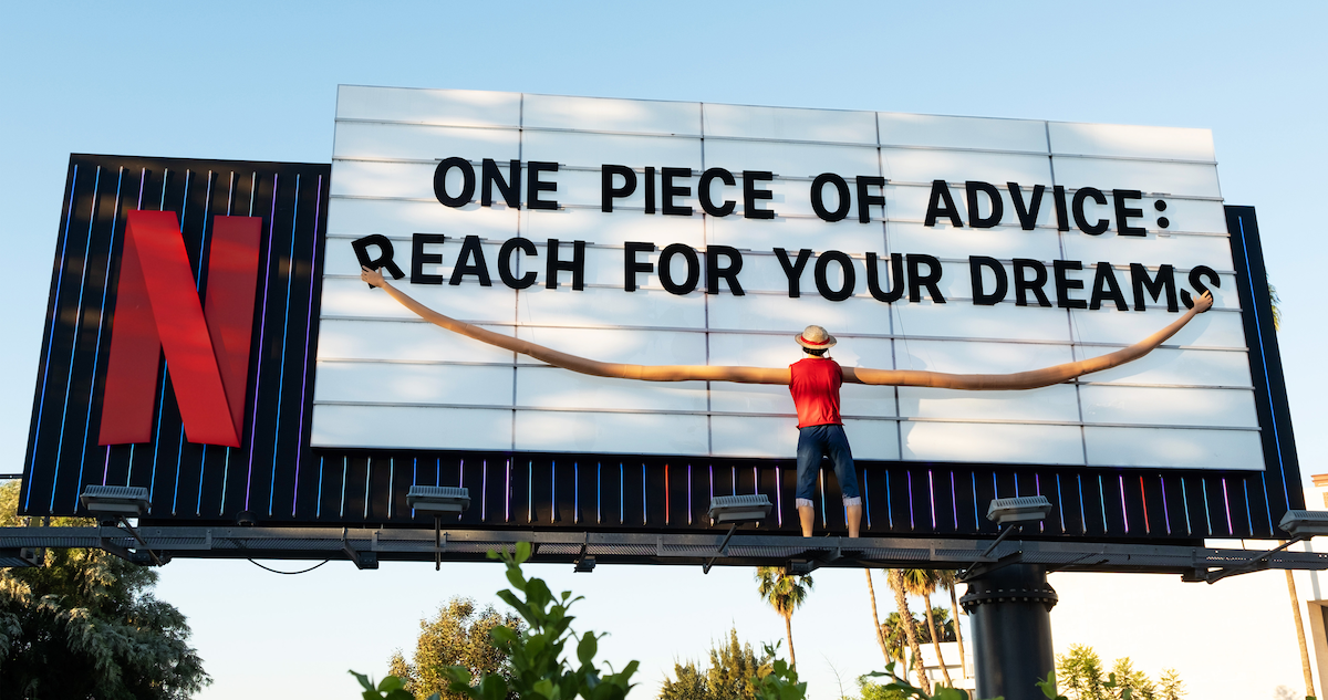 ONE PIECE Sunset Boulveard billboard ONE PIECE of advice Reach for your dreams