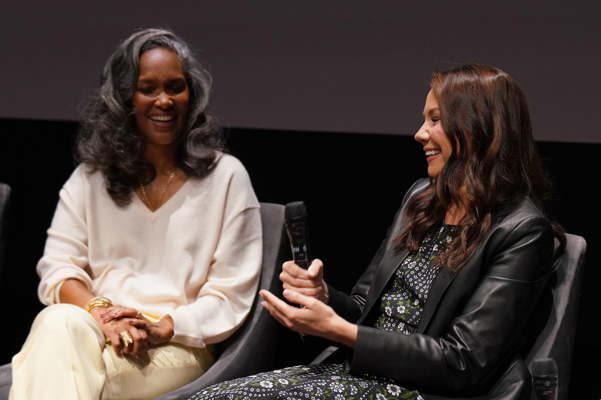 Mara Brock Akil and Tracey Wigfield speak onstage during the Netflix FYSEE: Rebels and Rulebreakers event.