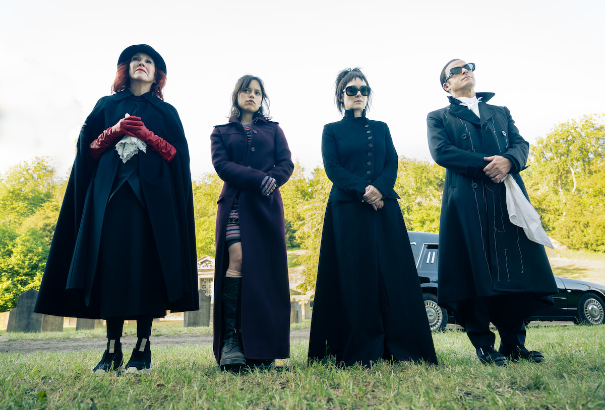 Catherine O’Hara, Jenna Ortega, Winona Ryder, and Justin Theroux in ‘Beetlejuice Beetlejuice’