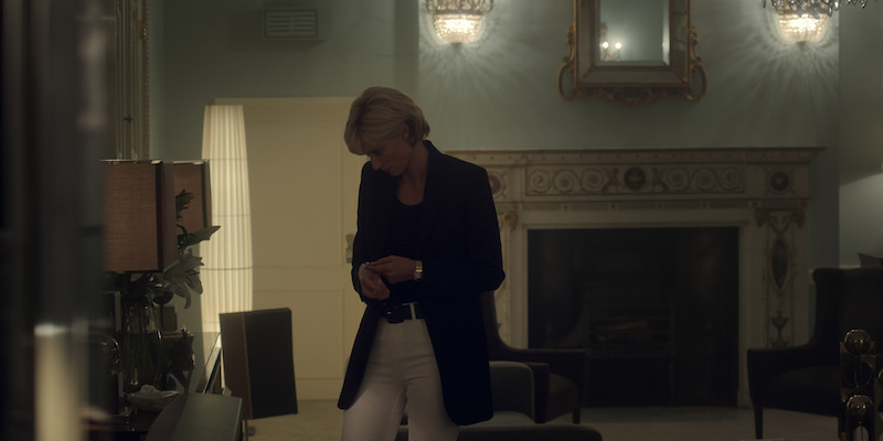 Black top with jacket and white jeans