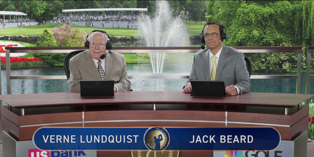 Verne Lundquist as himself and Jack Giarraputo as Jack Beard in ‘Happy Gilmore 2’
