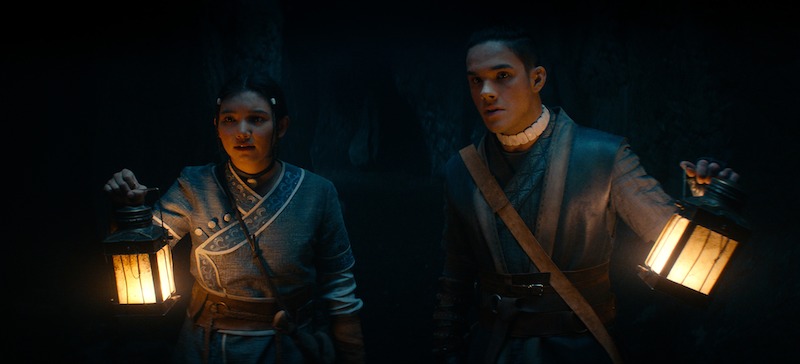 Kiawentiio as Katara and Ian Ousley as Sokka in Season 1 of 'Avatar: The Last Airbender'