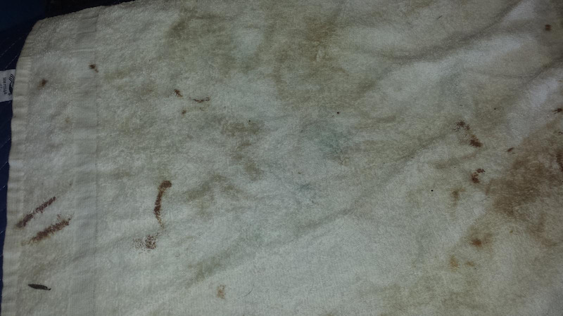 This towel was found near the railroad tracks where Tiffany was killed. Independent testing confirms the presence of human blood from an unknown male. -  ‘Unsolved Mysteries’ Episode 1: Roadside clues